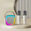 Macchina per karaoke Bluetooth con 2 microfoni wireless, luci LED e design portatile per feste in casa, bianca 3