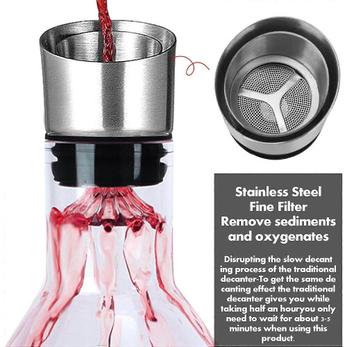 Red Wine Decanter, Red Wine, Decanter with Built-in Ventilation, 1200ml Filter 2