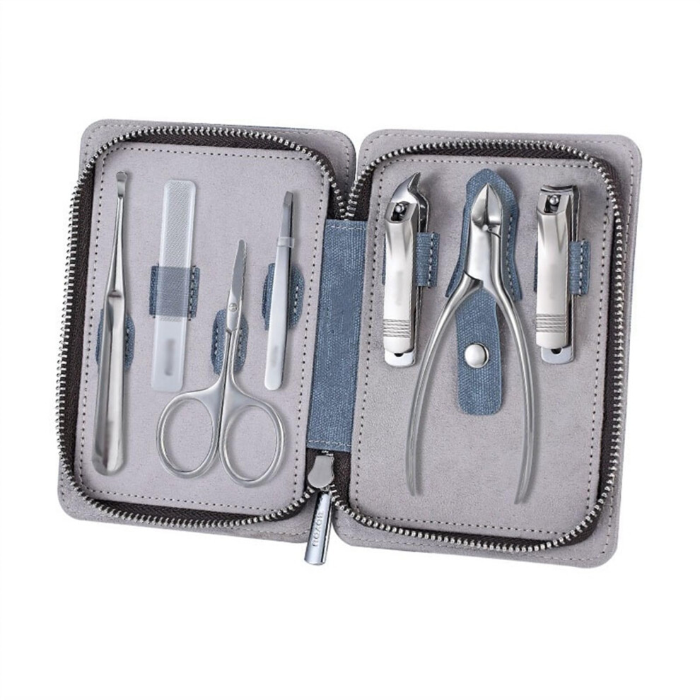 Nail Clipper Set 7Piece Stainless Steel Manicure Pedicure Kit with Leather Case for Travel