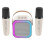 Macchina per karaoke Bluetooth con 2 microfoni wireless, luci LED e design portatile per feste in casa, bianca 2