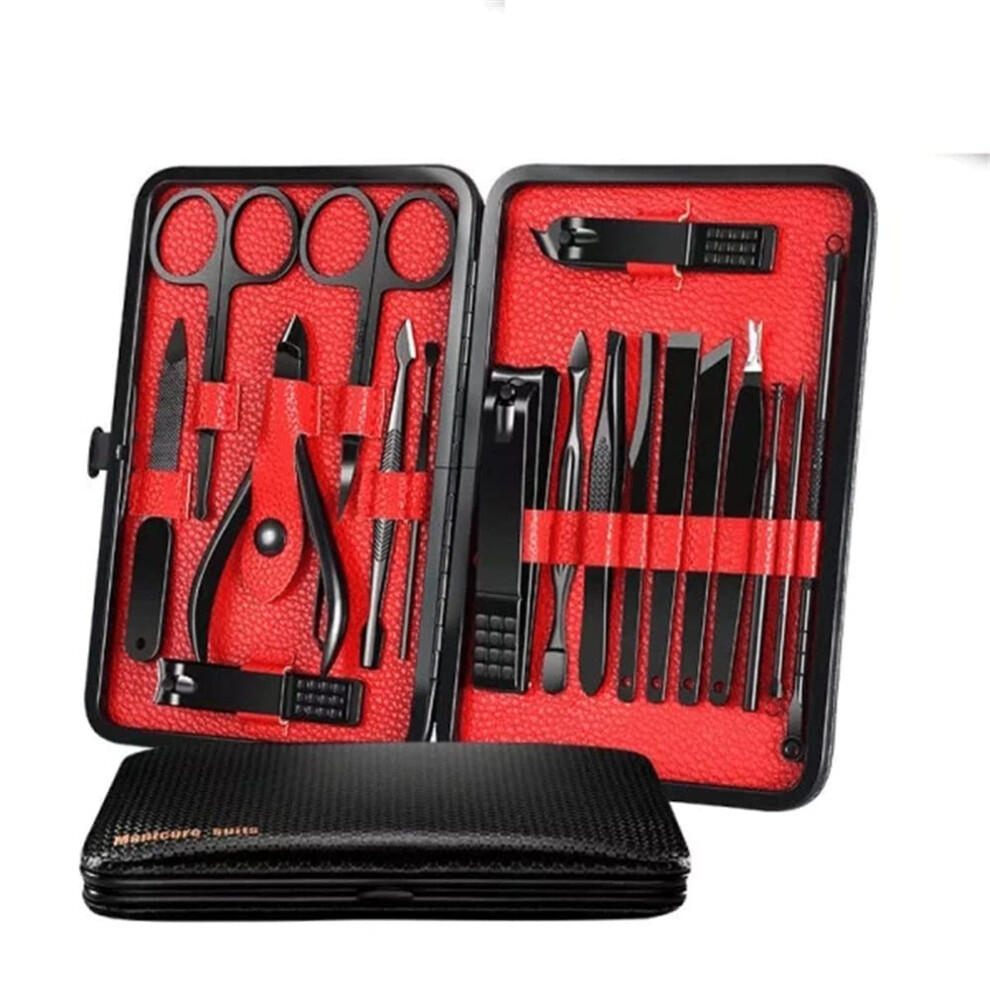 Professional Stainless Steel Manicure Set 18Piece Nail Clippers Kit for Pedicure with Case