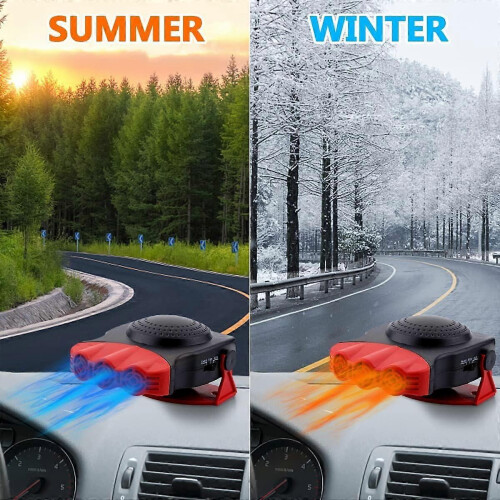 Car Heater, 2 in 1 Fast Heater with Heating and Cooling Function, Defogger Defogger, 12V, 150W, 3 Socket Cigarette Lighter 2