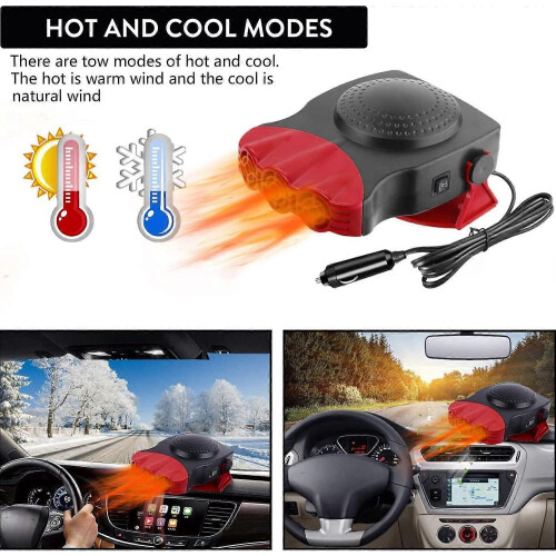 Car Heater, 2 in 1 Fast Heater with Heating and Cooling Function, Defogger Defogger, 12V, 150W, 3 Socket Cigarette Lighter 1