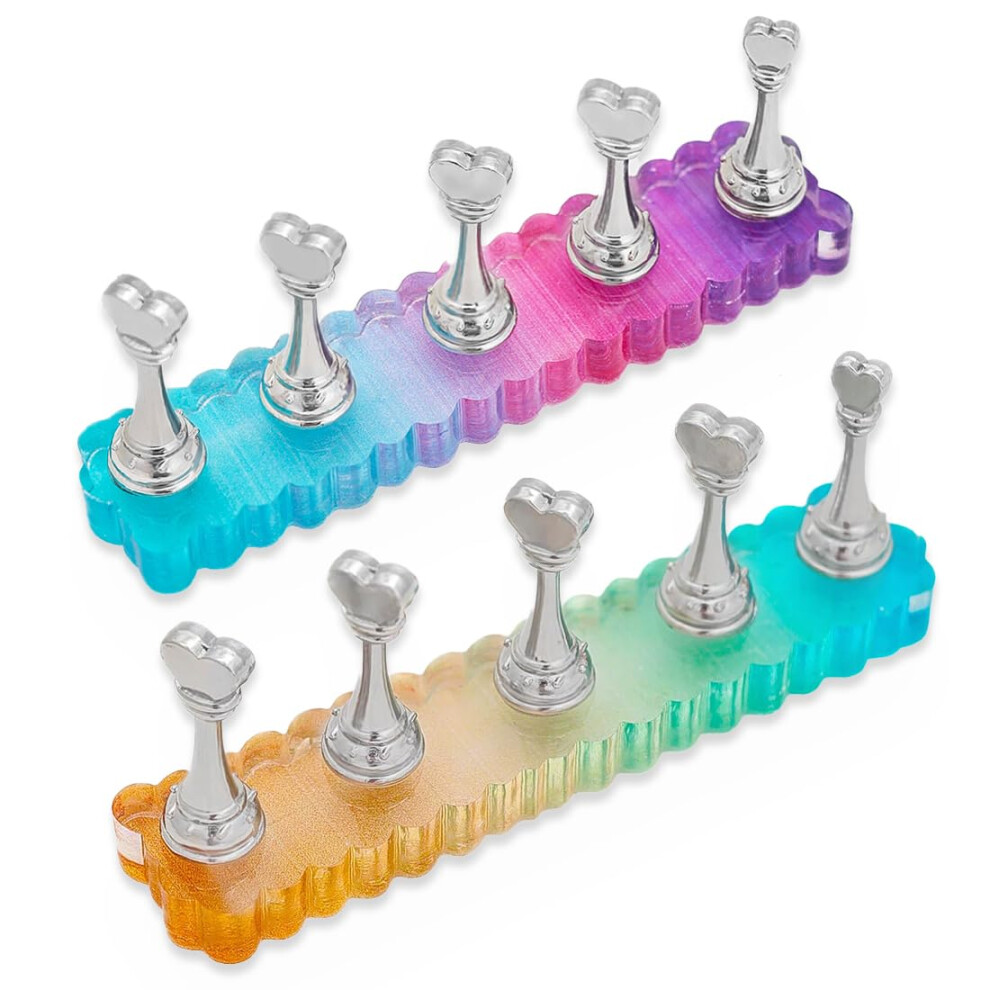 Nail Practice Stand Set with Magnetic Nail Holder for Press On Nails Display Acrylic Crystal Base