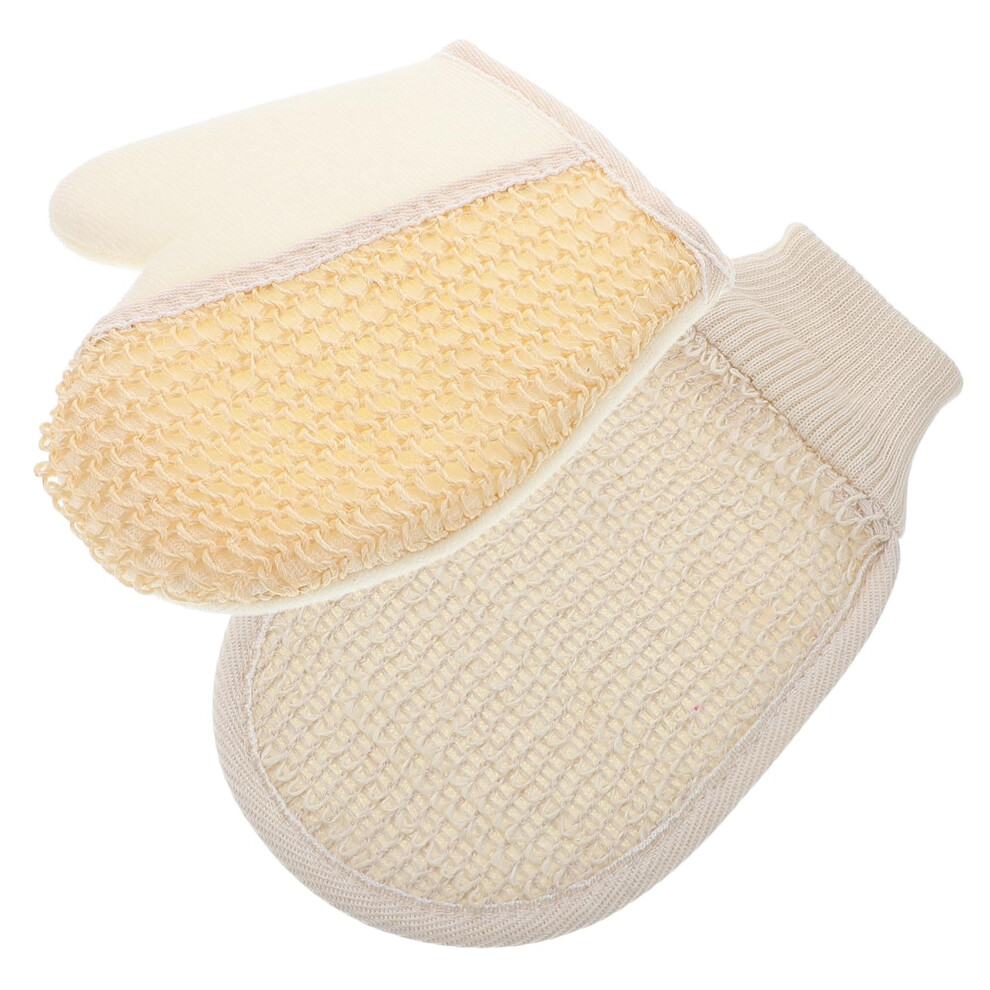 Exfoliating Bath Mitts 2pcs Natural Loofah Body Scrubber Gloves Gentle Skin Full Coverage Shower