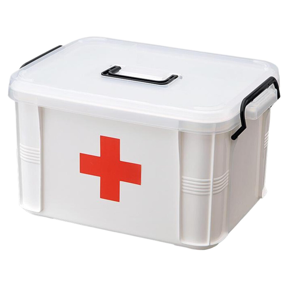 Medicine Cabinets 10x7x5, 2Tier Portable First Aid Box with Sealing Buckle and Clear Lid Large Capacity for Home Travel