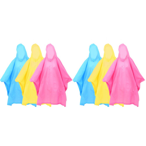 6Pcs Folding Design Assorted Color Raincoats for Camping Hiking 1