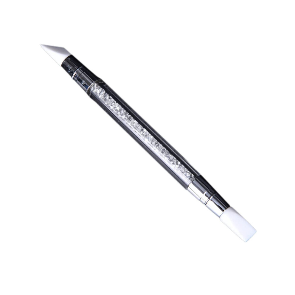 Nail Art Silicone Brush Set DualHeaded Carving Pen with Precise Tips and Rhinestone Handle for DIY Manicure