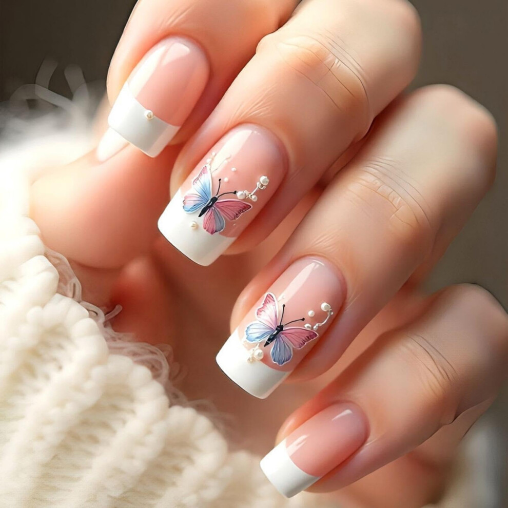 Medium Square Press on Nails Pattern41 Design Fake Nails for Women Instant Manicure Set