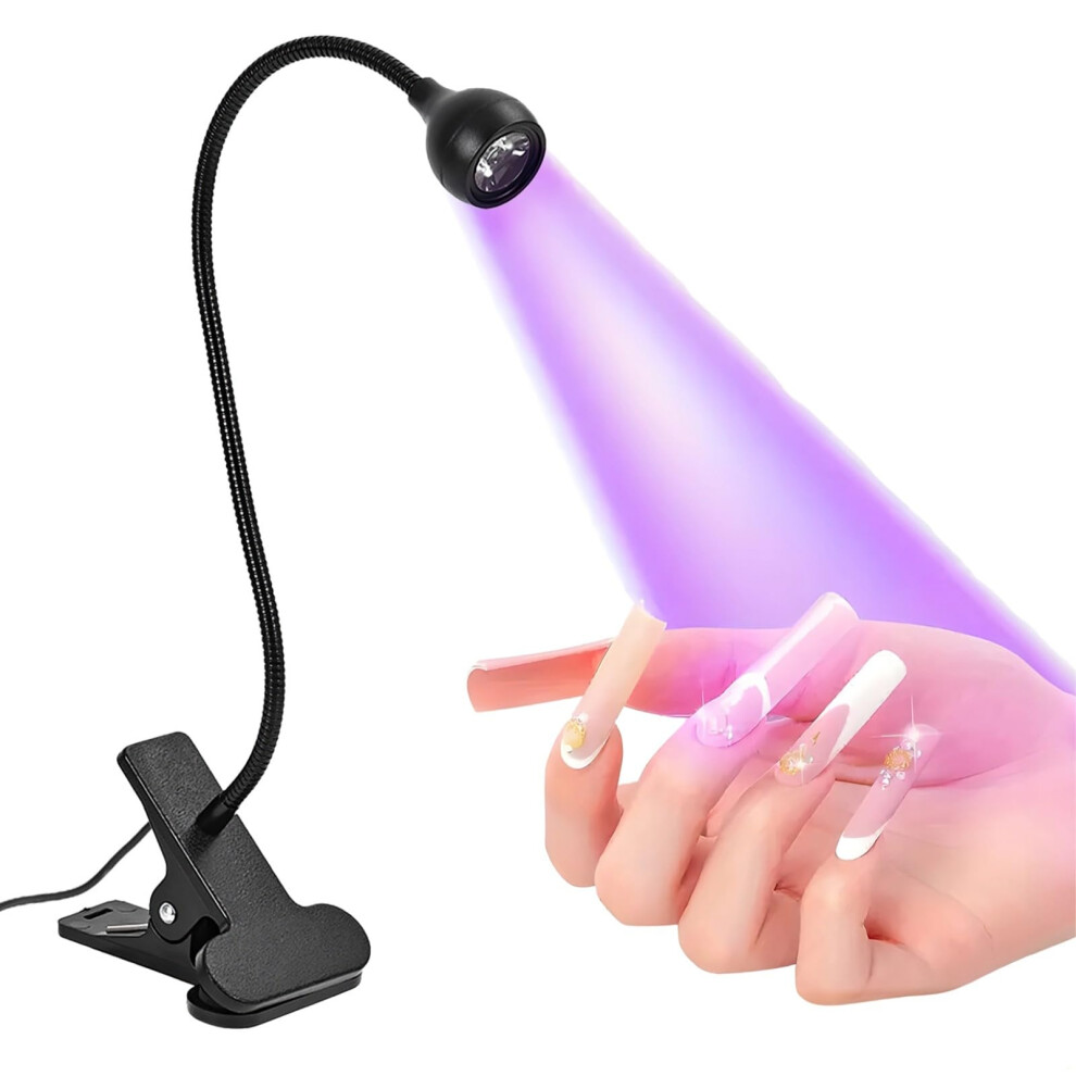 Light Led Nail Lamp Usb Powered With Flexible 14.2' Gooseneck And 3.3' Clamp For Fast Gel Curing