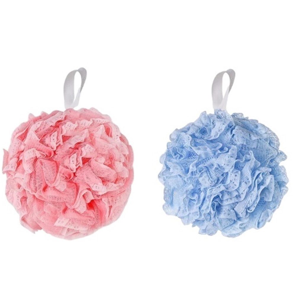 Large Shower Loofah Pouf 60g Bath Sponge for Gentle Exfoliation and Rich Lather, 2 Pack