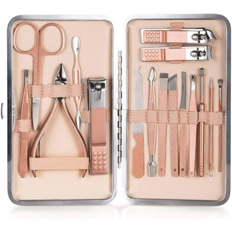 Nail Clippers Set Stainless Steel 16pcs RustResistant Manicure Pedicure Kit with Storage Box