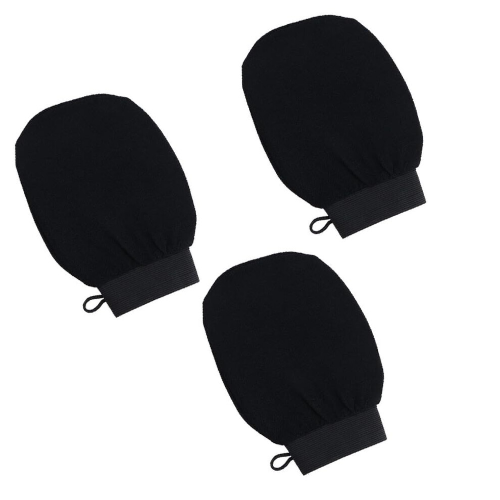 Exfoliating Bath Glove Set 3pcs with Secure Elastic Cuff for Gentle Skin Scrub and Shower Use