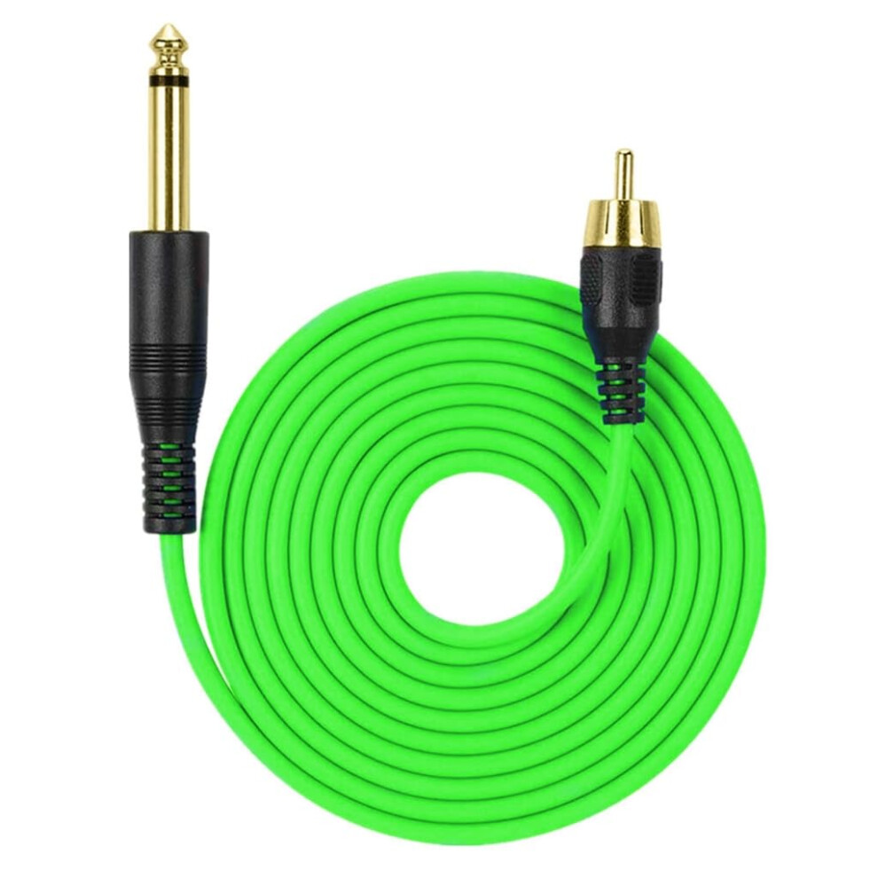 Green Tattoo Clip Cord 6.35Mm To Rca Cable 1.8M Flexible Durable Copper Core For Rotary
