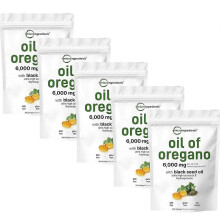 (5packs) Oil of Oregano Black seed oil 6000mg Nutrition Gels & Chews 180/300 Count