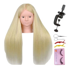 28 Inch Blonde Mannequin Head with Human Hair for Cosmetology Training, Braiding and Styling