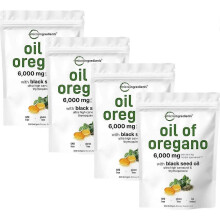 (4packs) Oil of Oregano Black seed oil 6000mg Nutrition Gels & Chews 180/300 Count