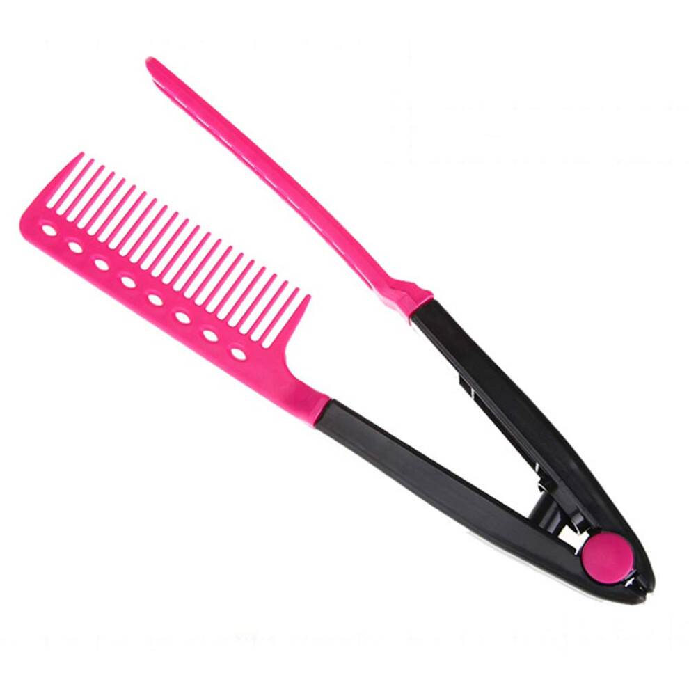 Unisex Pink V Shape Hair Straightening Comb With Gentle Scalp Care And Antistatic Finish For Salon And Home