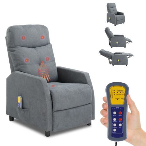 Heating Recliner Sofa Chair 6-Point Massage Armcair w/ Remote Control