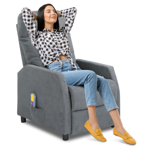 Heating Recliner Sofa Chair 6-Point Massage Armcair w/ Remote Control 1