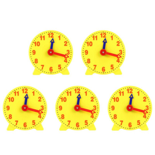 5pcs 4 Inch Student Learning Clock  Model Teacher Gear Clock 12/24 Hour School Learning Tools