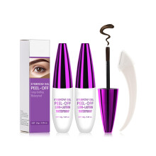 Waterproof Peel Off Eyebrow Tint Kit with Razor, Long Lasting Brow Tattoo Gel, 2 Pcs Brown