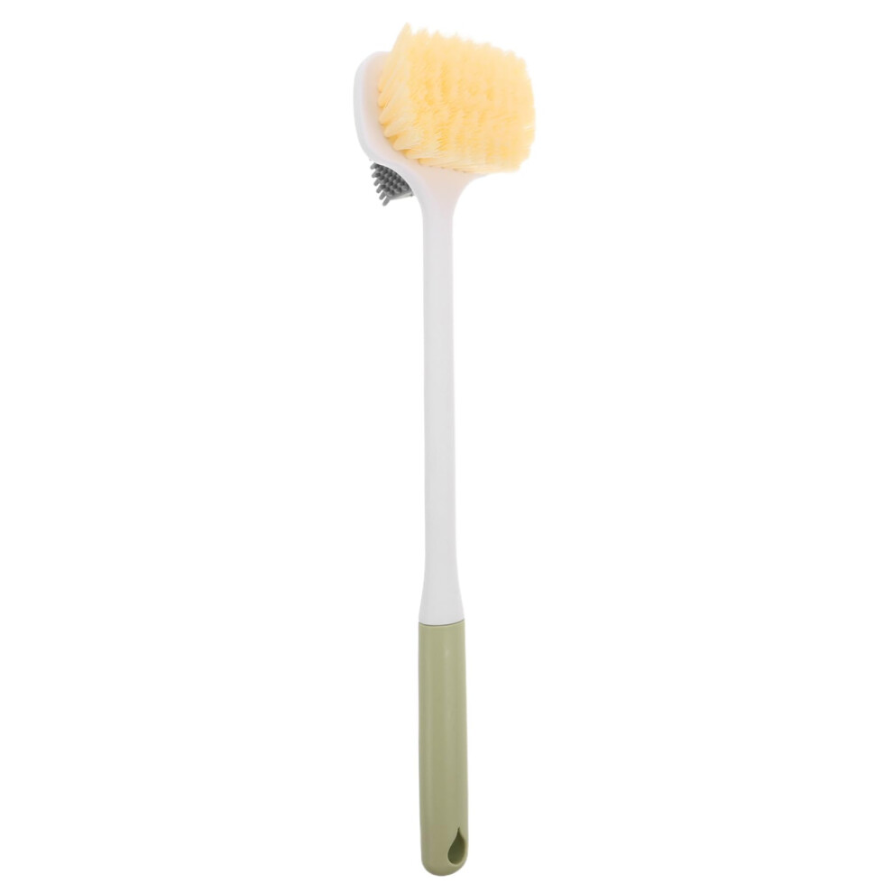 Long Handle Bath Brush for Elderly with Dual Sided Shower Foot Scrubber and Ergonomic Grip