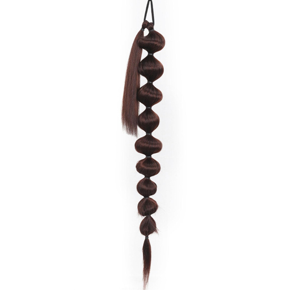 Long Dark Brown Yaki Straight Ponytail Extension Synthetic Hairpiece 30in Easy Wear Wraparound Style