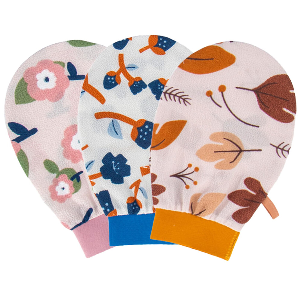 3PCS Exfoliating Gloves for Dead Skin Removal, Shower Body Scrubber Mitts for Bath Spa Massage