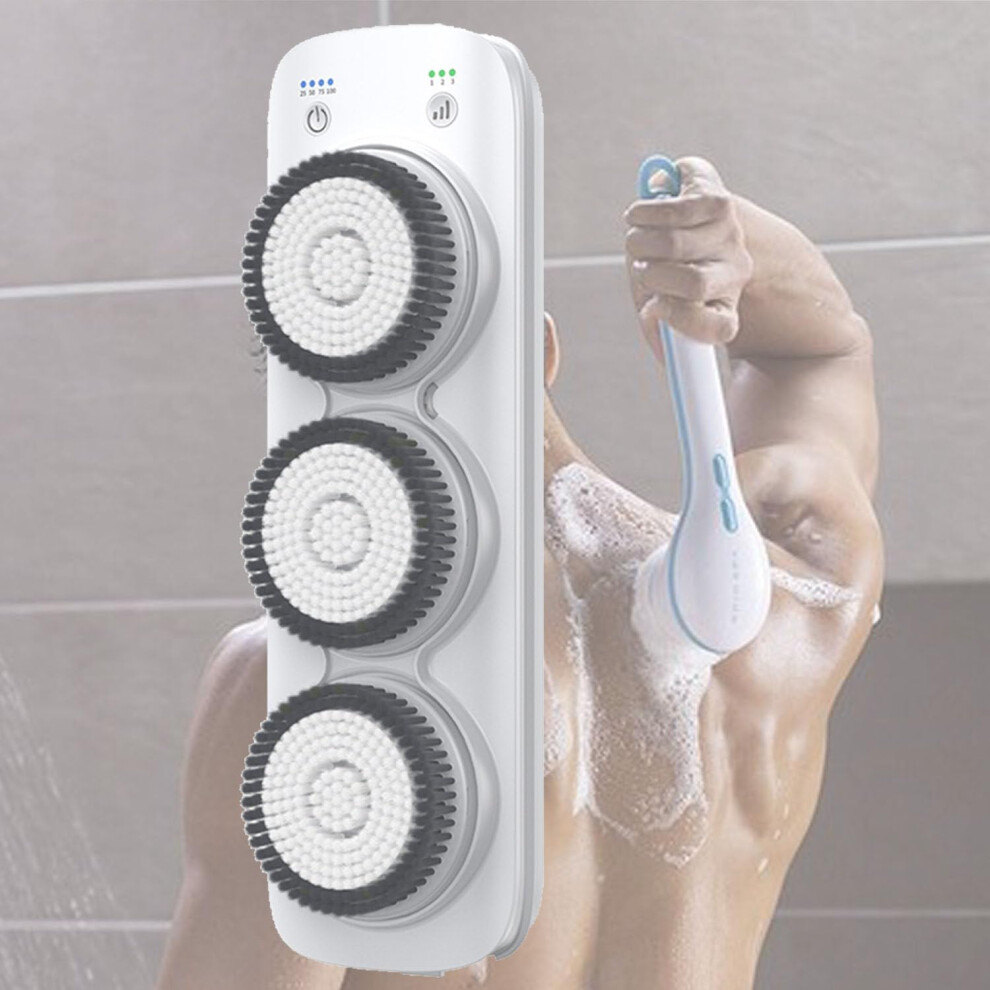 Electric Back Scrubber with Dual Speed 360 Rotating Brush, Wall Mounted Adjustable Height, IPX7 Waterproof