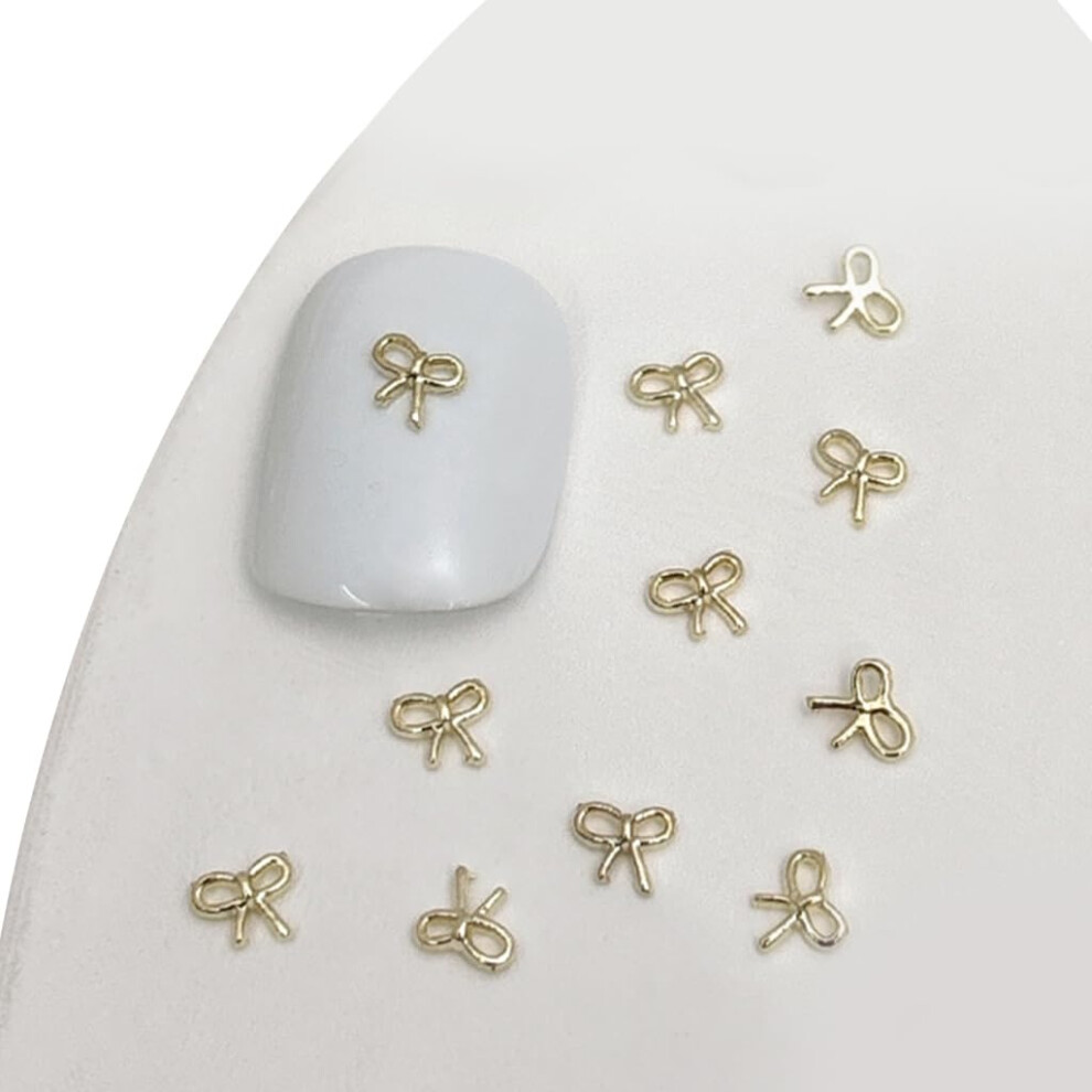 Gold 20Pcs 3D Nail Art Charms Metal Bowknot Decorations For Diy Manicure
