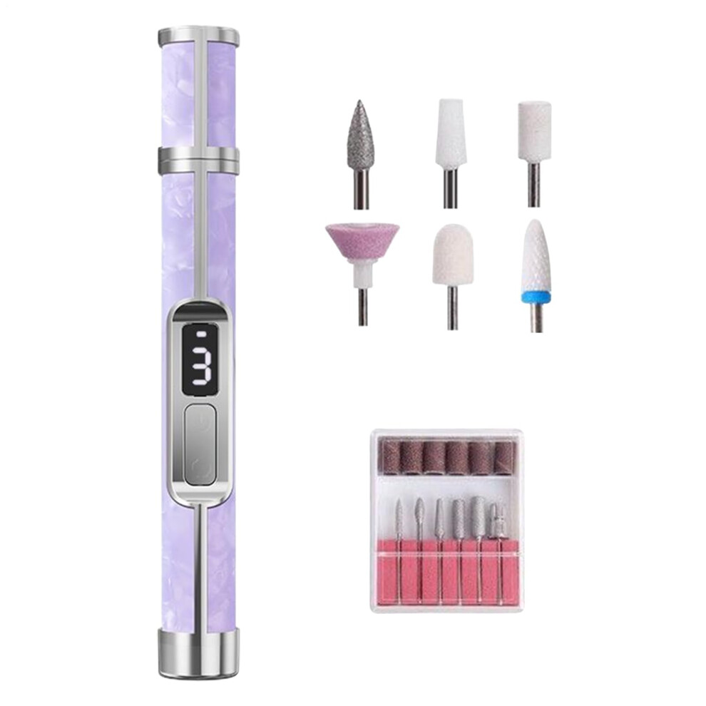 Electric Nail File 3Speed Portable Foot Callus Remover For Thick Toenail Fingernail Drill Women Men Beginners Purple