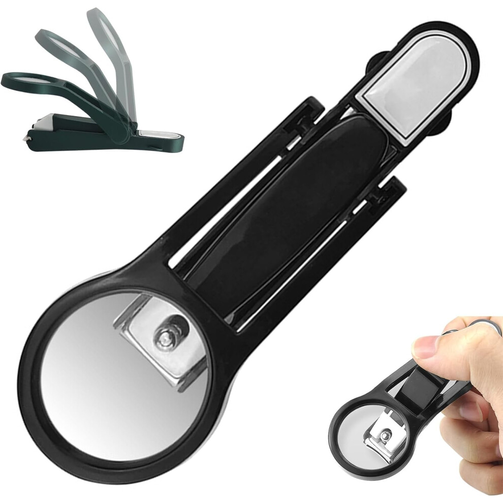 Black/Pink/Green Nail Clippers With Magnifying Glass For Elderly, Ergonomic Stainless Steel Toenail Cutter With Filer