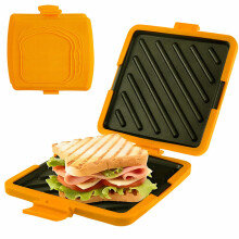 Sandwich Maker Press Nonstick HeatResistant Portable Cooker Microwave Sandwich Maker Pan Cheese Toaster Orange