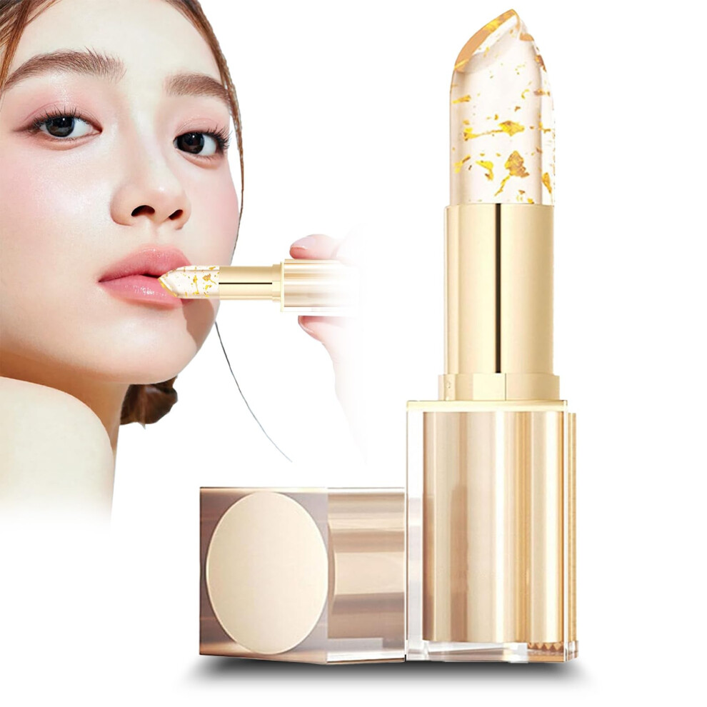 Gold Color Changing Lipstick With Crystal Shine, Long Lasting Moisturizing Transferproof Formula For Women