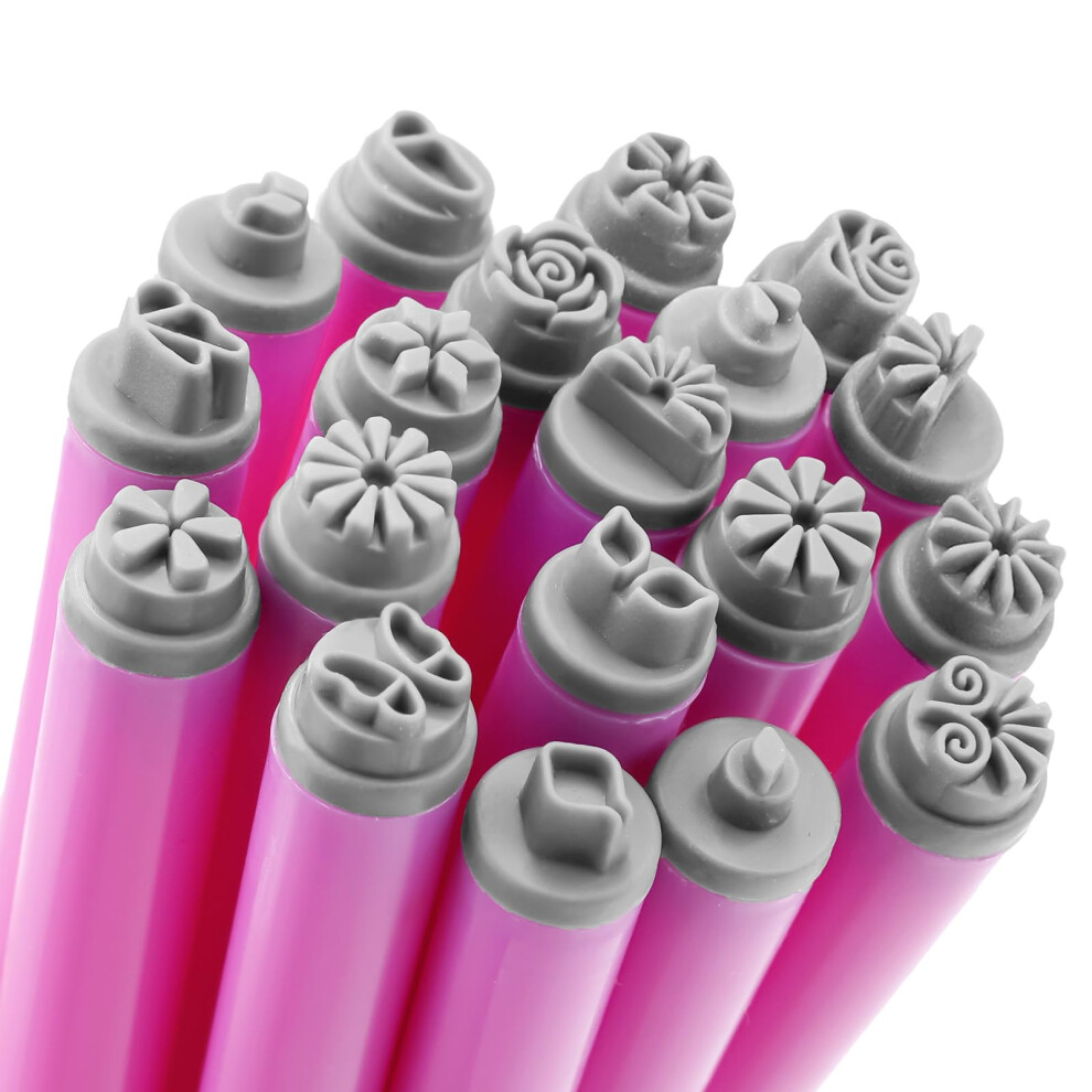 19 Piece Nail Art Stamp Pen Set with Butterfly Flower Snowflake Designs for DIY and Professional Use