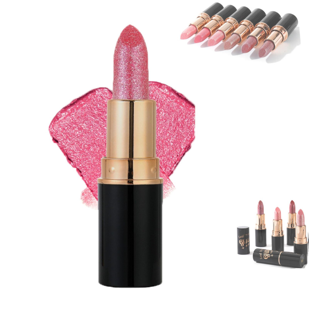 Glitter Lipstick Color 03 Waterproof Diamond Shine Long Lasting Metallic Finish for Women
