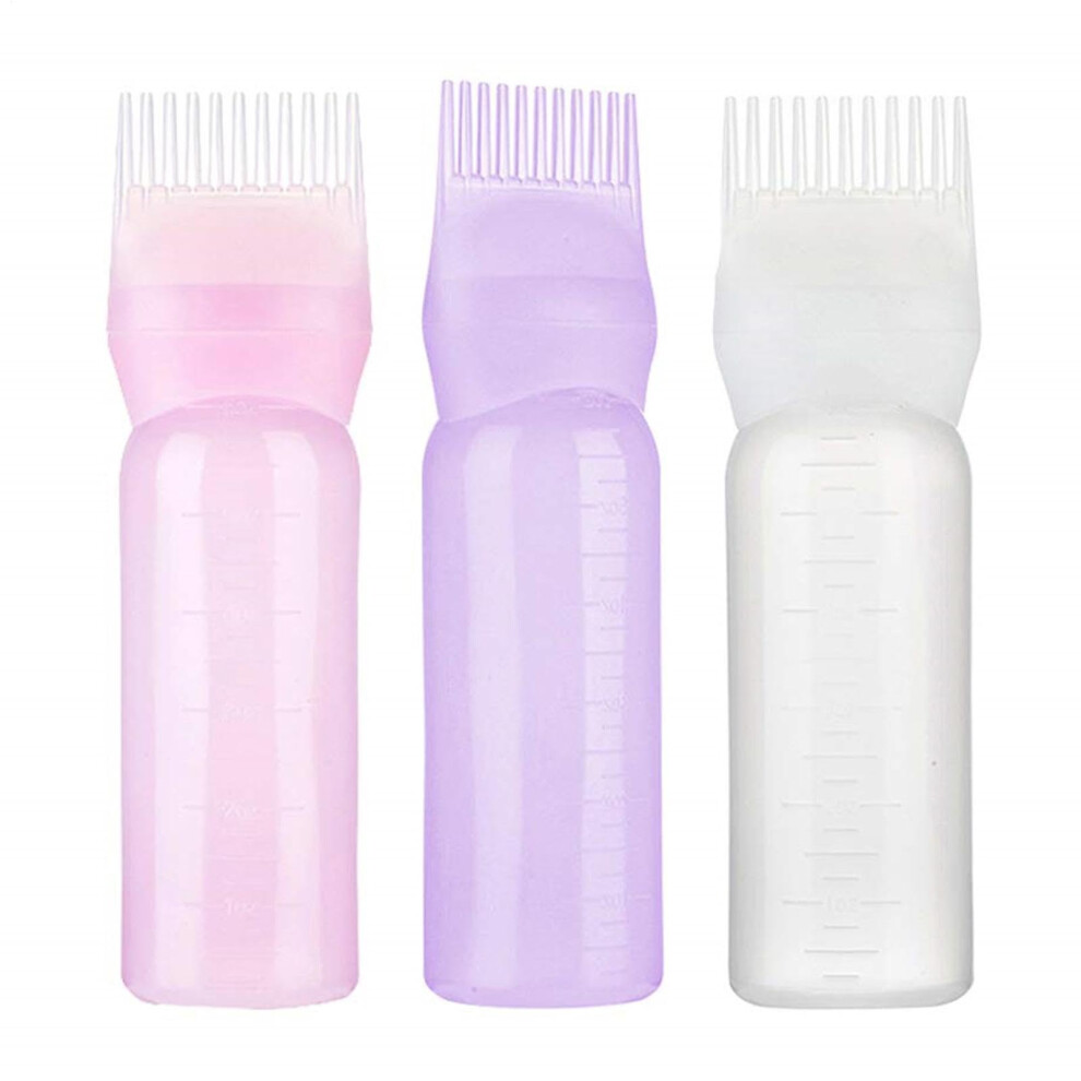 Hair Dye and Oil Applicator Comb Bottle with Scale for Precision Root Coverage, 3pcs Set