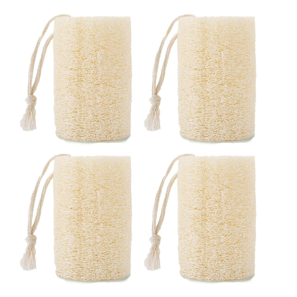 4Pcs Natural Loofah Sponge Set Organic Exfoliating Body Scrubber for Bath and Kitchen Cleaning