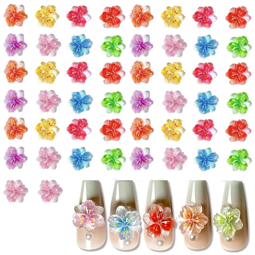 50pcs 3D Resin Flower Nail Art Charms  Vivid MultiColor Decorations for Nails and Crafts