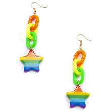 Orecchini arcobaleno in acrilico, orecchini pendenti di personalità, design alla moda, orecchini pendenti leggeri in resina per donna, orecchini