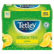 Tetley Green Tea Lemon, 1 Box of 50 Teabags
