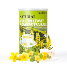 60 Mullein Leaf Tea Bags for Lungs, VitalForest 100% Pure Mullein Tea, Mullins Detox Lung Cleanse Tea for Smokers Breathe Deep, Caffeine Free Mullen