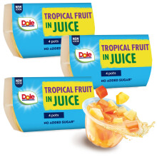 Dole Tropical Fruit In Juice 3 x 4 Packs of Assorted Fruits, Healthy Snack, No Added Sugar Fruit Cocktail Bowls, Perfect for Breakfast & Dessert or A