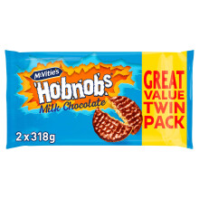 McVitie's Hobnobs Milk Chocolate Biscuits Twin Pack, 636 g (Pack of 1)