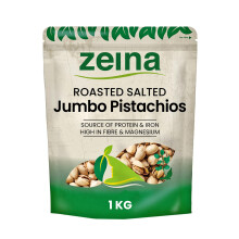 Zeina Jumbo Pistachios (1Kg) - Delicious Roasted Salted Jumbo Pistachio Nuts, Gluten Free and Vegan Approved Healthy Premium Snacking