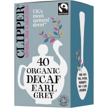 Clipper Fairtrade Organic Decaf Earl Grey Tea Bags | Natural, Unbleached, Plant-Based Biodegradable & Non GM Black Tea | Eco Conscious Decaffeinated