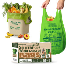 70 bags 10L | Super Strong Food Waste Corn Starch Compostable Caddy Liners | Biodegradable Bin Bags | Caddy Bin Liners | Compost Bags for Caddy | Com