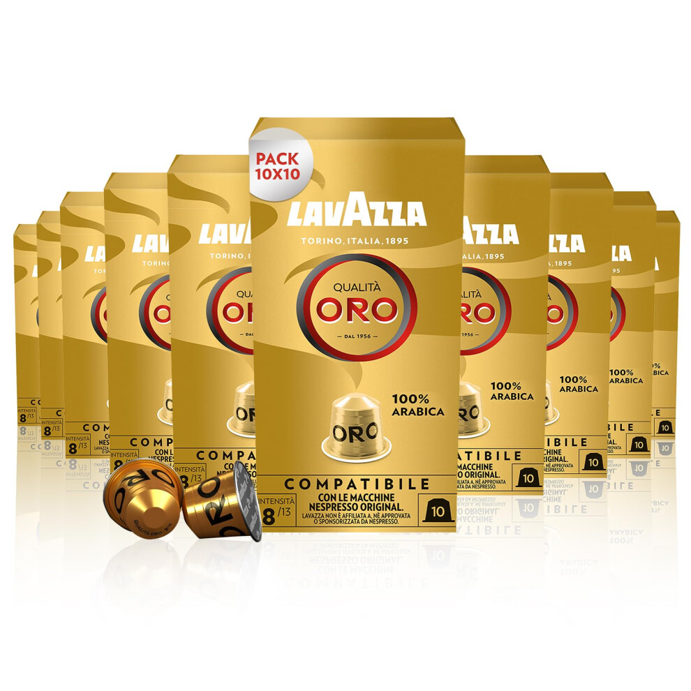 Lavazza , Qualità Oro, Nespresso Compatible Aluminium Capsules, 10 Packs Of 10 Capsules