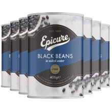 Epicure Black Beans in Salted Water, Plant-Based Protein and Fibre, Versatile Staple Ingredient, 400 g (Pack of 12)